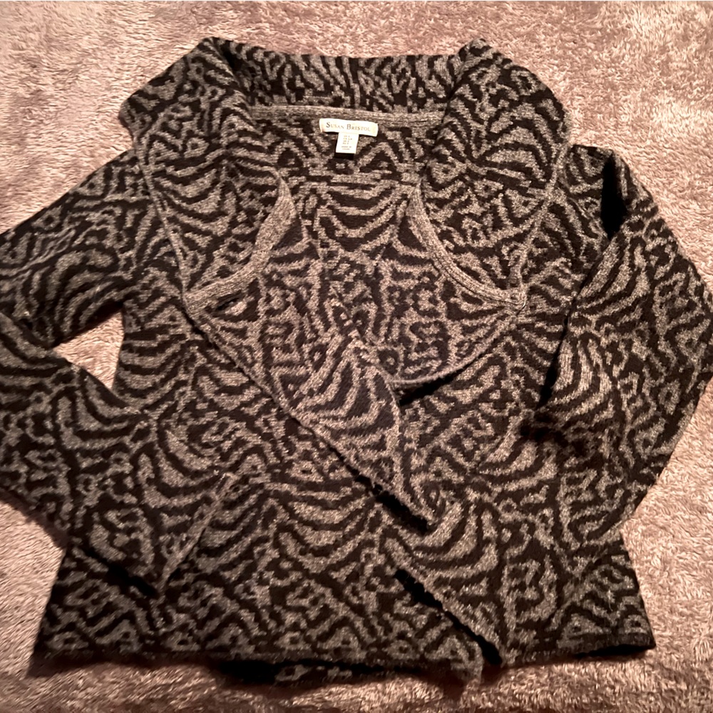 Susan Bristol black and grey wool sweater jacket